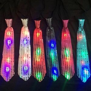 Flashing Led light up Sequin mens  womens neck tie